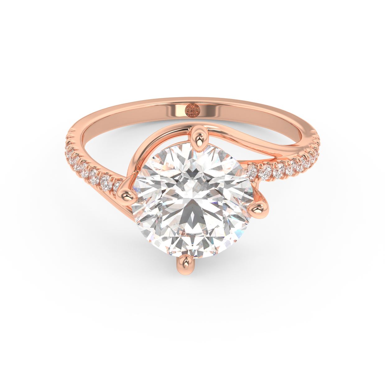 Rose gold - Central diamond 3.0 ct - view 2