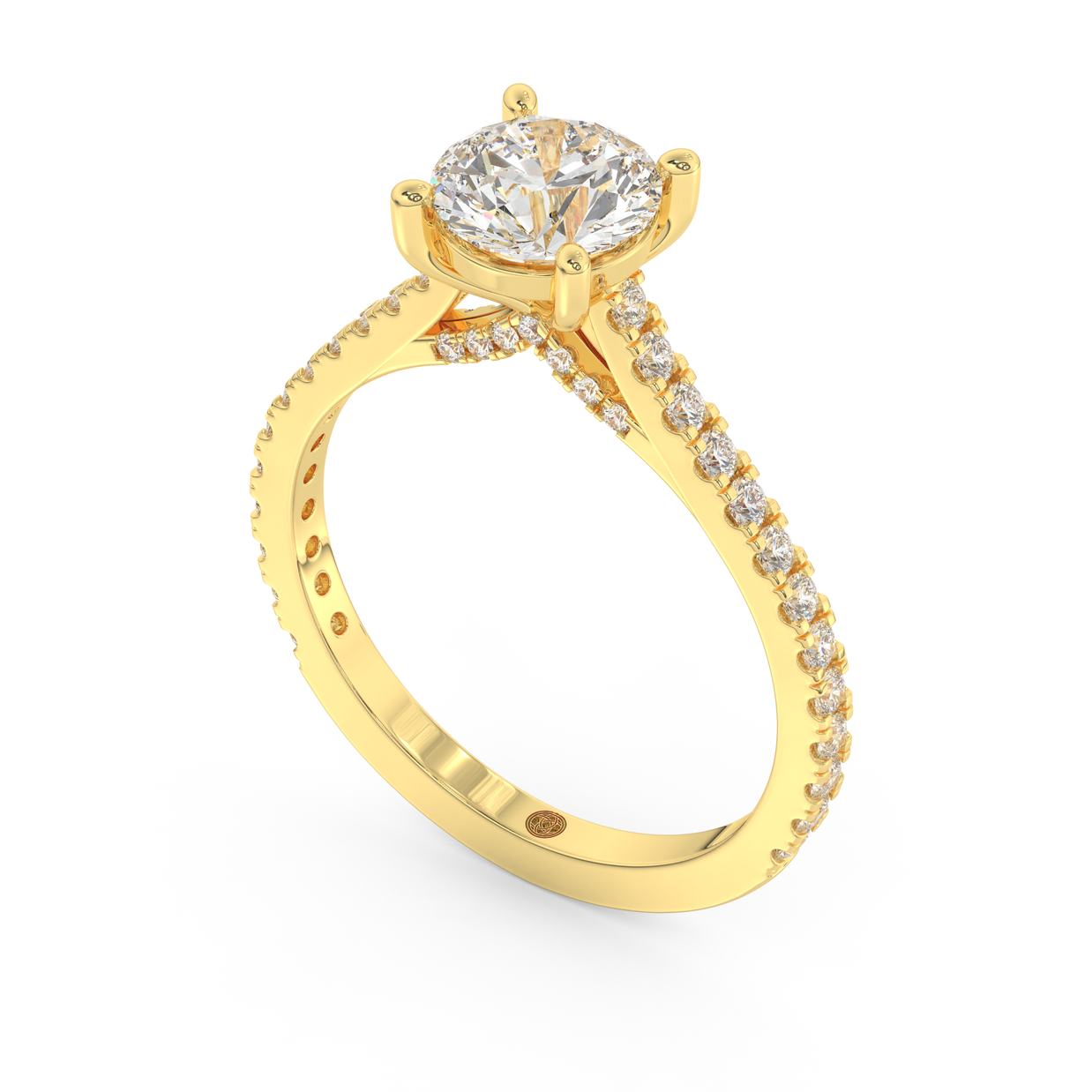 Yellow gold - Central diamond 1.0 ct - view 1
