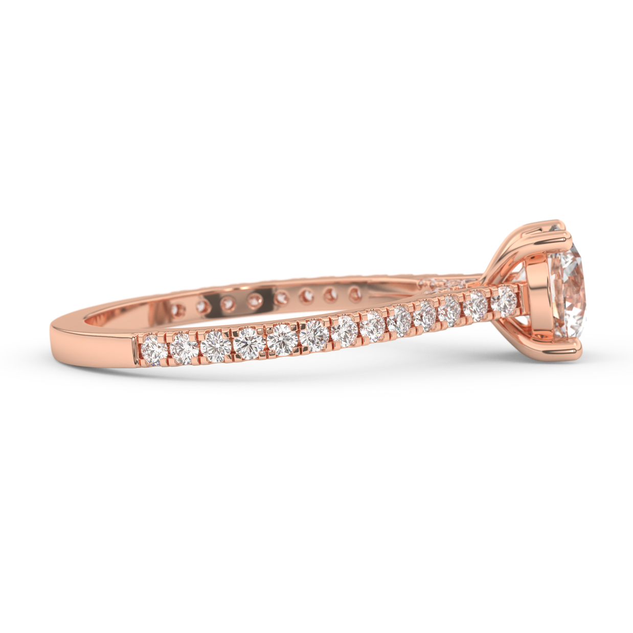Rose gold - Central diamond 1.0 ct - view 3