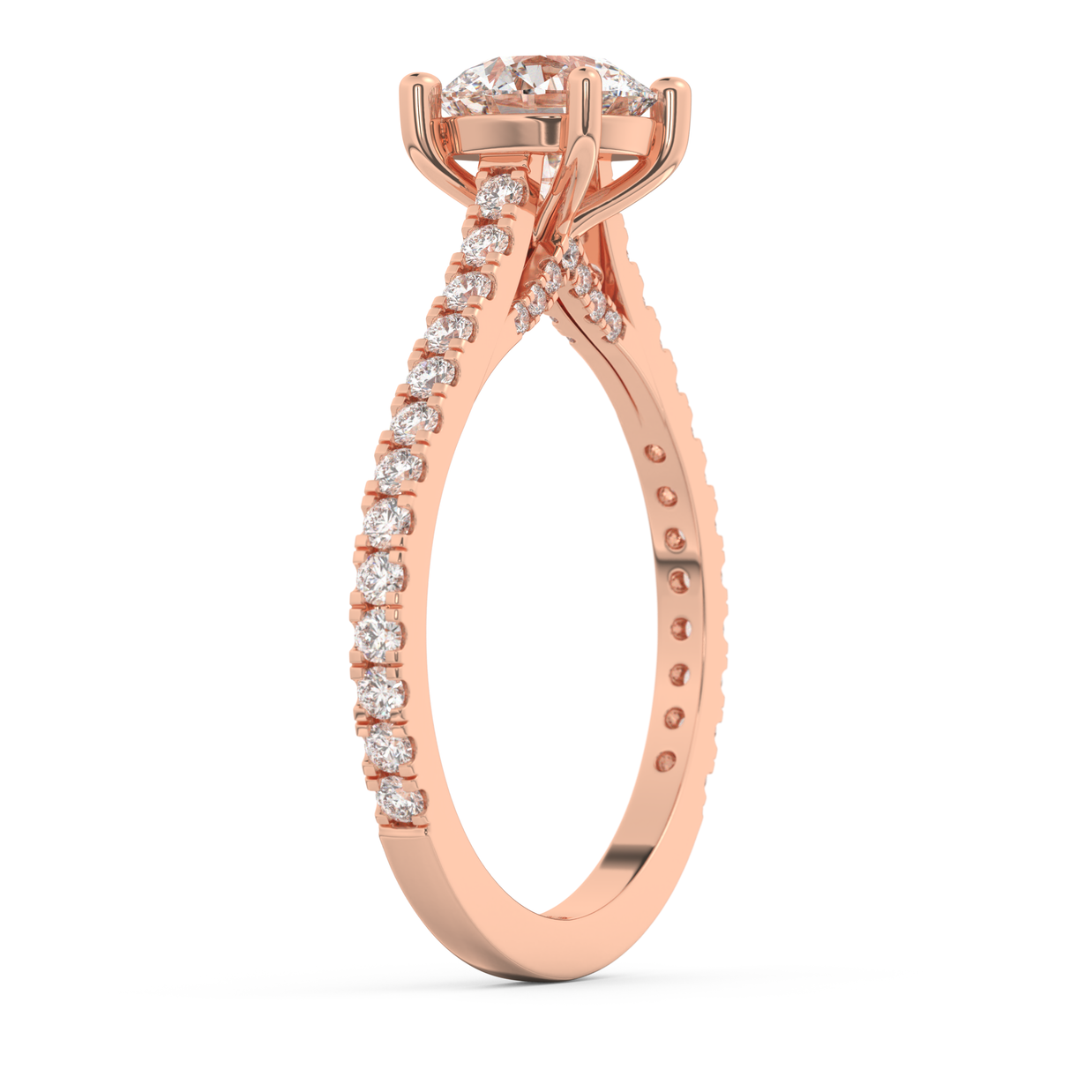 Rose gold - Central diamond 1.0 ct - view 5