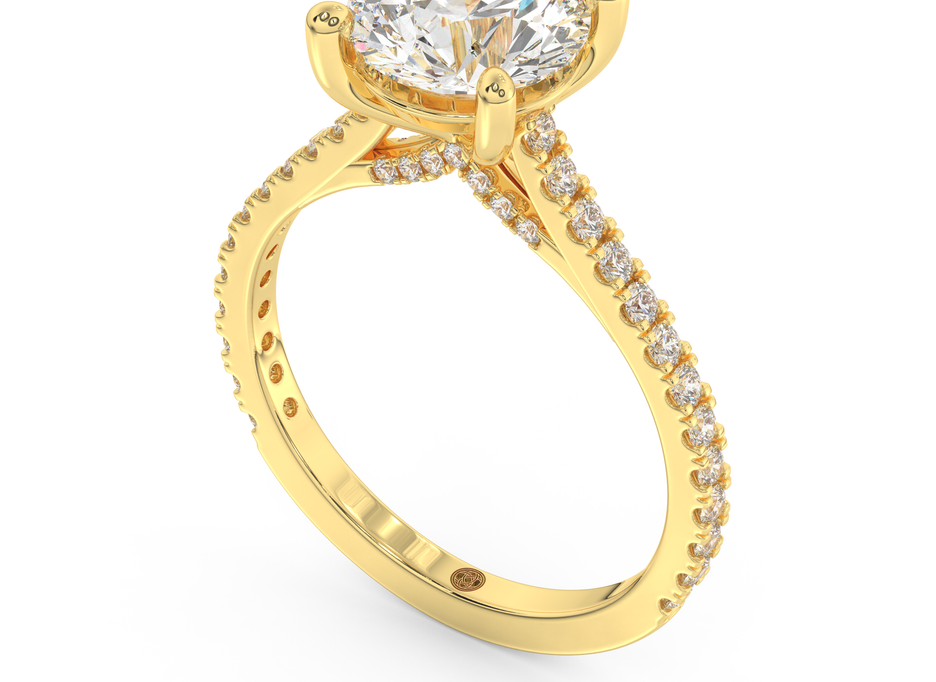 Yellow gold - Central diamond 2.0 ct - view 1