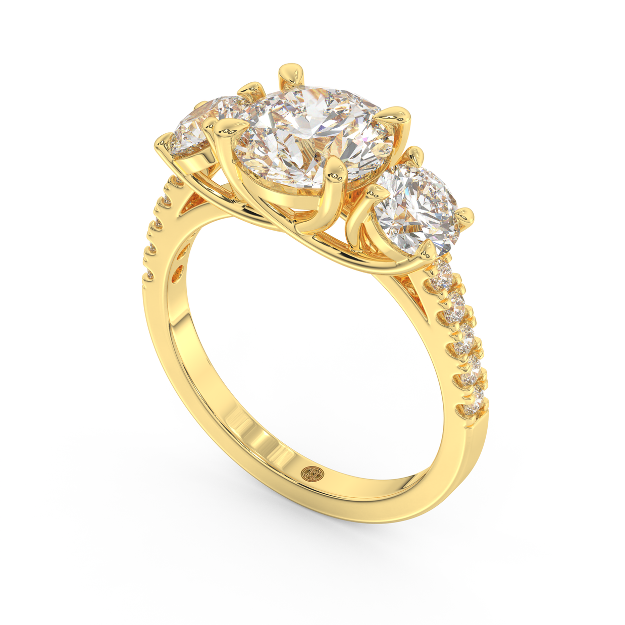Yellow gold - Central diamond 2.0 ct - view 1