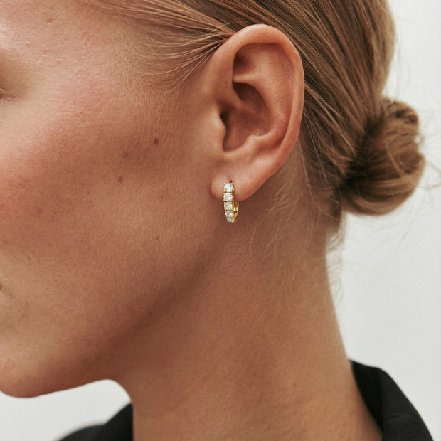 Hilton Head Line Diamond Earring, Gold 14K
